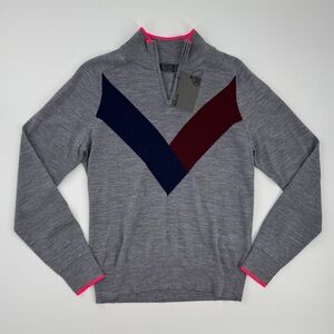 G/Fore Women's Multi V Merino Wool 1/4 Zip Golf Sweater Size Medium NWT